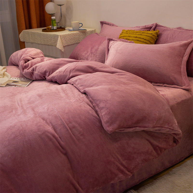 Four-piece Plush Double-sided Fleece Duvet Cover