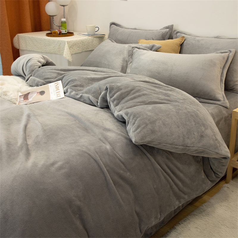 Four-piece Plush Double-sided Fleece Duvet Cover