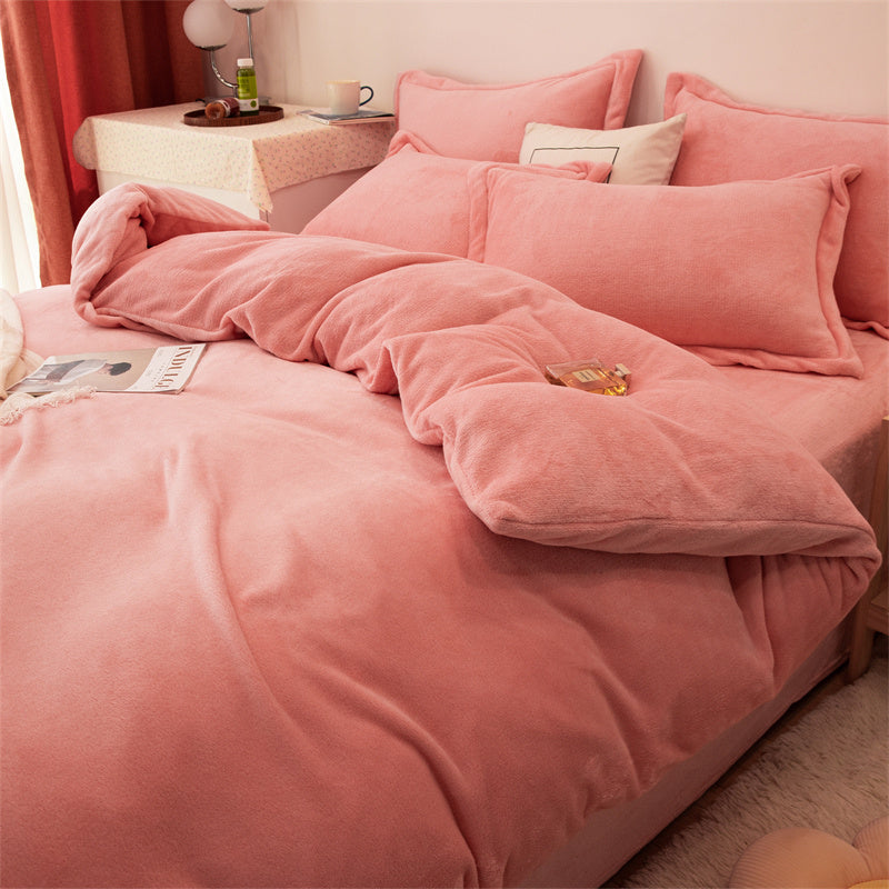 Four-piece Plush Double-sided Fleece Duvet Cover