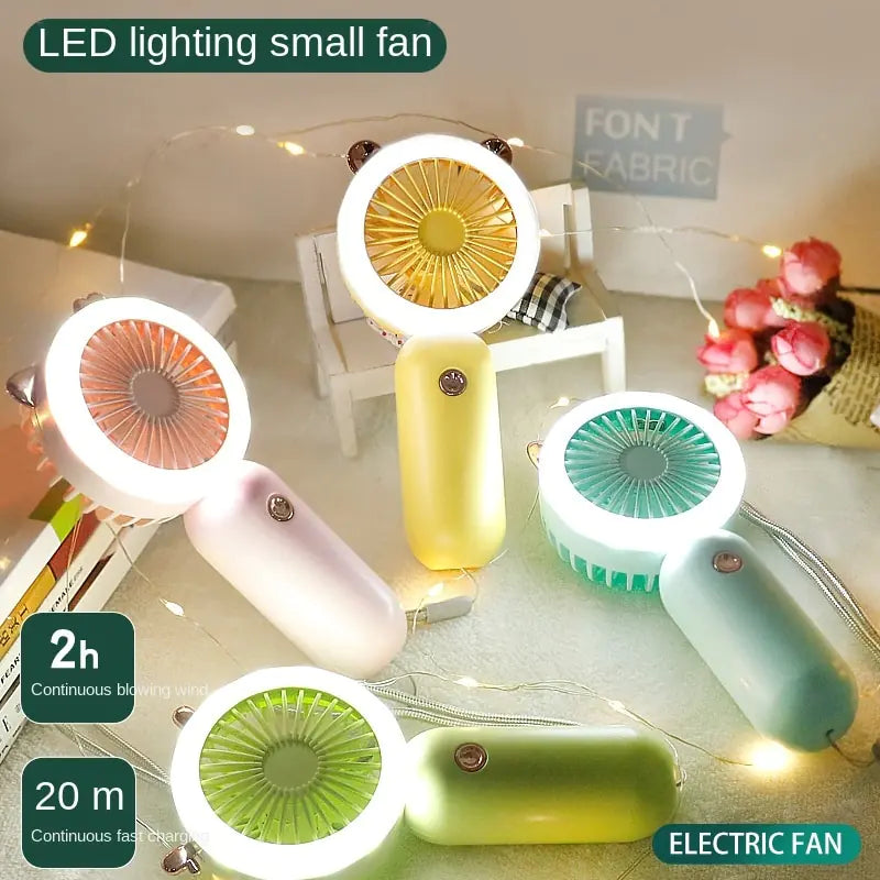 Handheld Mini Fan Wireless LED light