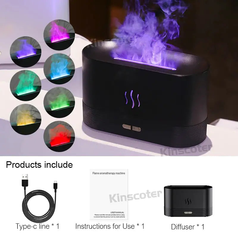 Diffuser and Humidifier Flame Lamp