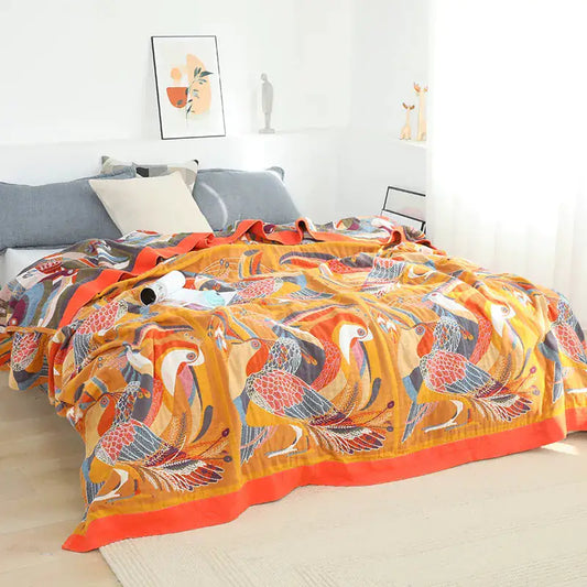 Colorful Bedspread Tropical Garden