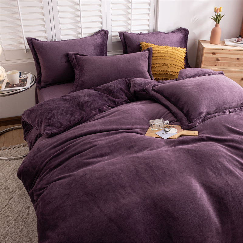 Four-piece Plush Double-sided Fleece Duvet Cover