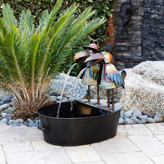 Garden Art Water Fountain - birds, owl or chicken